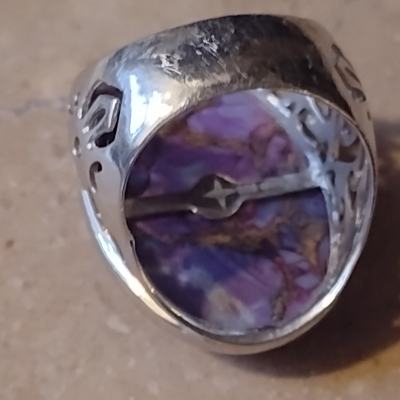 Sterling silver filigree ring with purple Mojave type turquoise stone si… - Picture 5 of 6